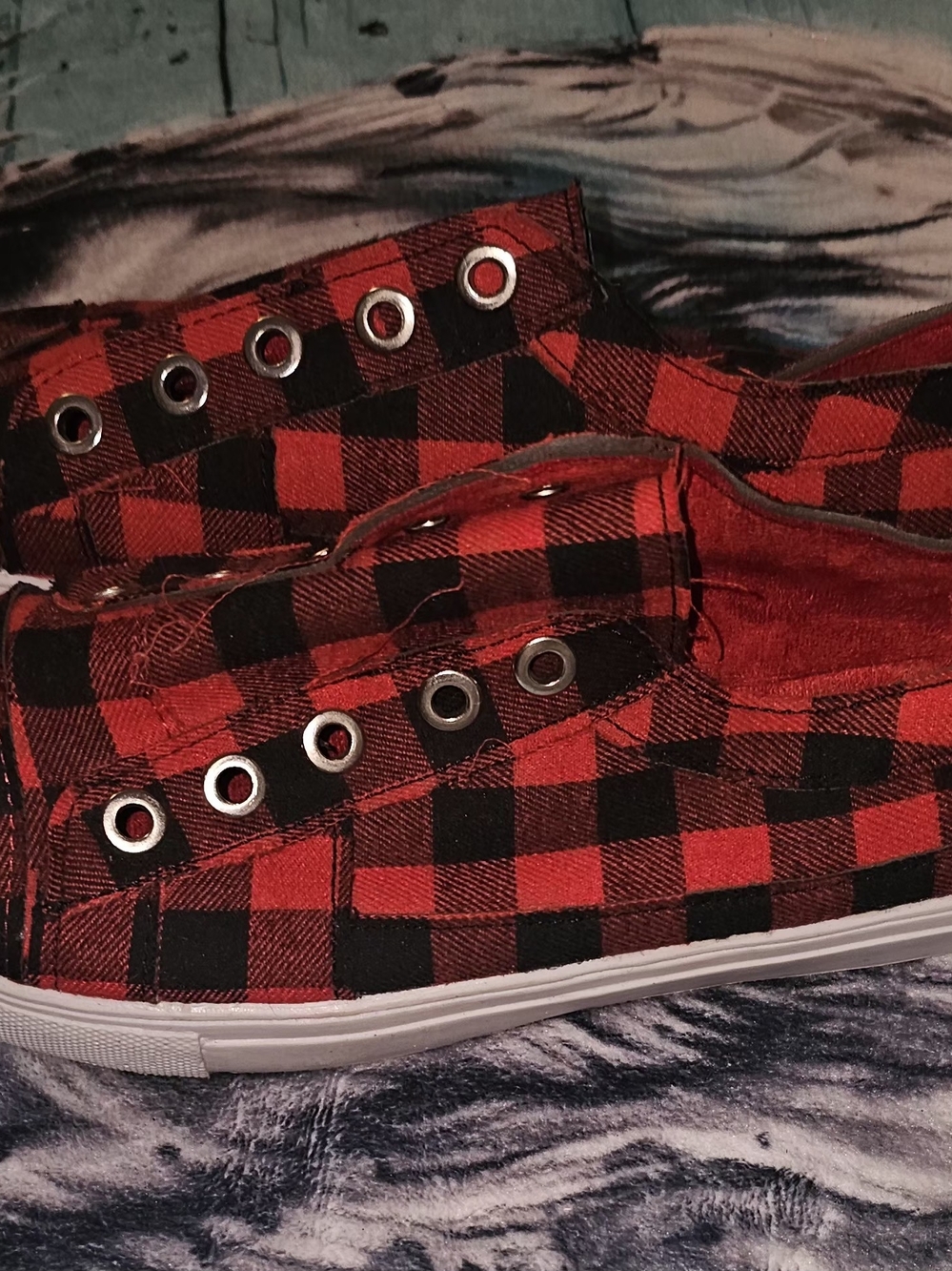 Brand New Boutique Buffalo Plaid Slip On Canvas Shoes